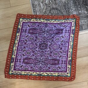 Zara Purple Paisley Border Scarf with Red Trim